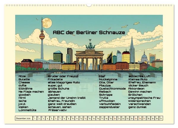 Produktbild: Liebenswerte Berliner Mundart (hochwertiger Premium Wandkalender 2026 DIN A2 quer), Kunstdruck in Hochglanz