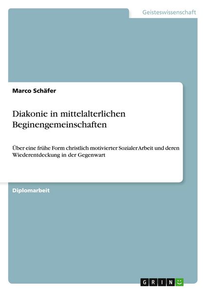 Produktbild: Diakonie in mittelalterlichen Beginengemeinschaften