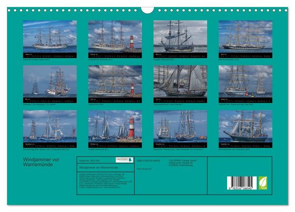 Produktbild: Windjammer vor Warnem&uuml;nde (Wandkalender 2026 DIN A3 quer), CALVENDO Monatskalender