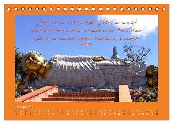 Produktbild: Buddha & Zitate (Tischkalender 2026 DIN A5 quer), CALVENDO Monatskalender