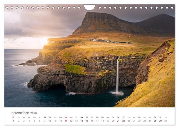 Produktbild: Lumi&egrave;res d'automne aux &icirc;les F&eacute;ro&eacute; (Calendrier mural 2026 DIN A4 vertical), CALVENDO calendrier mensuel