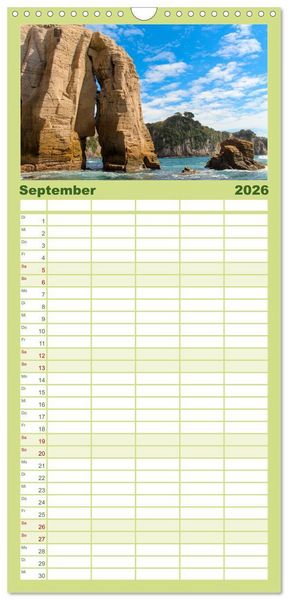 Produktbild: Familienplaner 2026 - Neuseeland - Die sch&ouml;nsten Orte am anderen Ende der Welt mit 5 Spalten (Wandkalender, 21 x 45 cm) CALVENDO