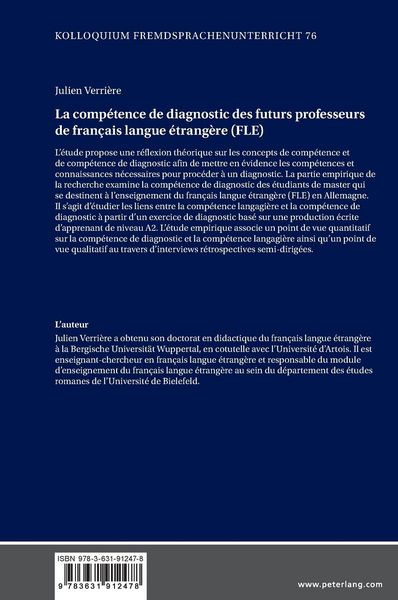 Produktbild: La comp&eacute;tence de diagnostic des futurs professeurs de fran&ccedil;ais langue &eacute;trang&egrave;re (FLE)