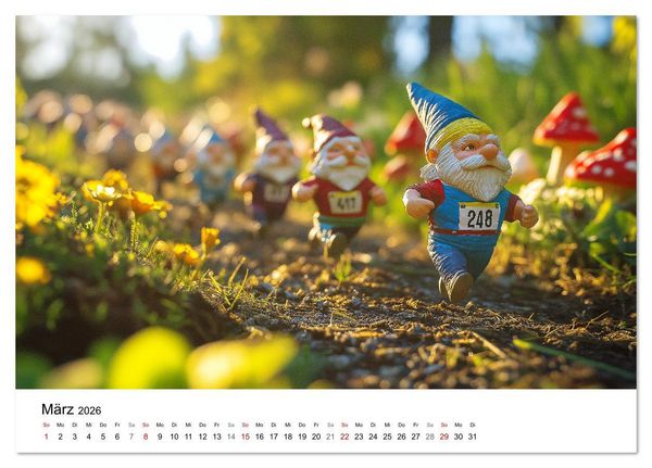 Produktbild: Sportliche Gartenzwerge (Tischkalender 2026 DIN A5 quer), CALVENDO Monatskalender