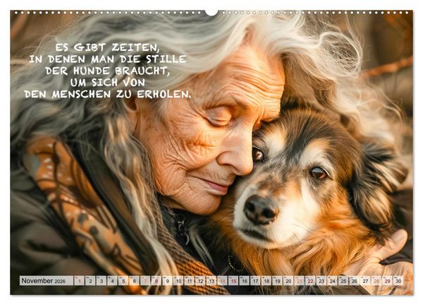 Produktbild: Hunde und ber&uuml;hrende Spr&uuml;che (Wandkalender 2026 DIN A2 quer), CALVENDO Monatskalender