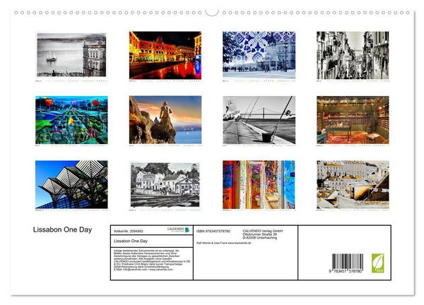 Produktbild: Lissabon One Day (hochwertiger Premium Wandkalender 2026 DIN A2 quer), Kunstdruck in Hochglanz