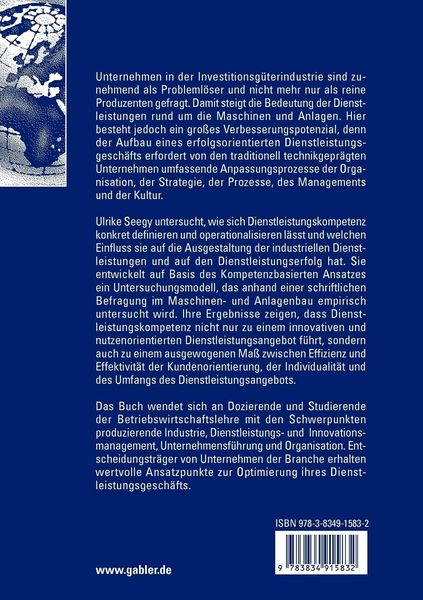 Produktbild: Dienstleistungskompetenz im Maschinen- und Anlagenbau