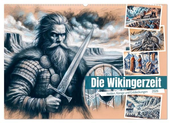 Produktbild: Die Wikingerzeit - Helden, K&ouml;nige und Entdeckungen (Wandkalender 2026 DIN A2 quer), CALVENDO Monatskalender