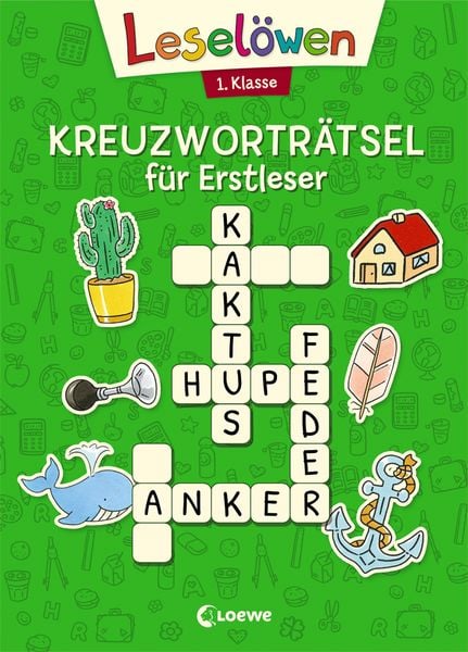 Leselöwen Kreuzworträtsel für Erstleser - 1. Klasse (Grün), Taschenbuch von , Loewe, 978-3-7432-0188-0