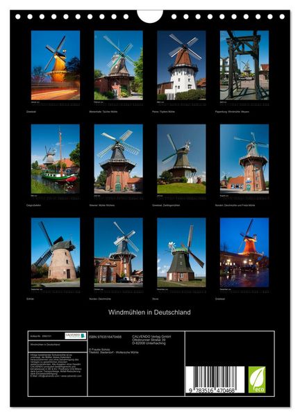 Produktbild: Windm&uuml;hlen in Deutschland (Wandkalender 2026 DIN A4 hoch), CALVENDO Monatskalender