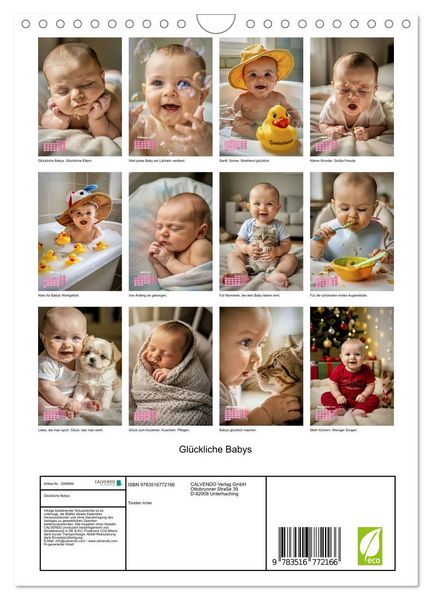 Produktbild: Gl&uuml;ckliche Babys (Wandkalender 2027 DIN A4 hoch), CALVENDO Monatskalender