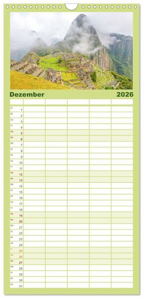 Produktbild: Familienplaner 2026 - Peru - Magie der Anden mit 5 Spalten (Wandkalender, 21 x 45 cm) CALVENDO