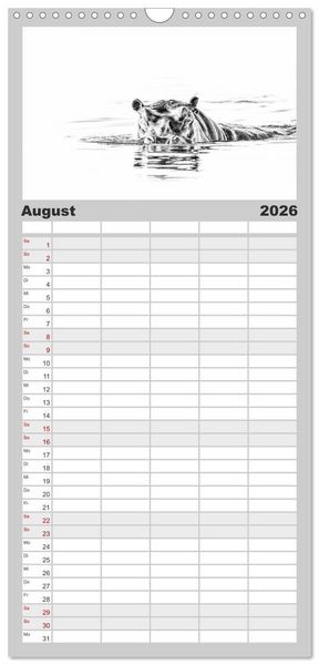 Produktbild: Familienplaner 2026 - AFRIKA - Schwarz-weiss Fotografien im modernen "High Key" Look mit 5 Spalten (Wandkalender, 21 x 45 cm) CALVENDO