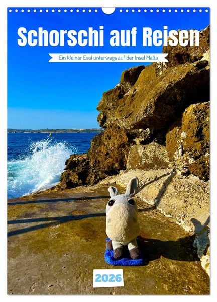 Produktbild: Schorschi auf Reisen ein kleiner Esel unterwegs auf der Insel Malta (Wandkalender 2026 DIN A3 hoch), CALVENDO Monatskalender