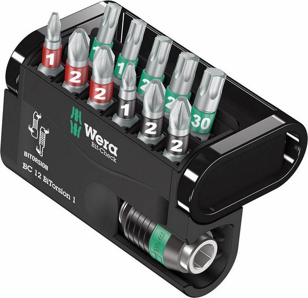 Produktbild: Wera Bit-Check 12 BiTorsion 1 05057420001 Bit-Set 12teilig Kreuzschlitz Pozidriv, Kreuzschlitz Phillips, Innen T-Profil BiTorsion