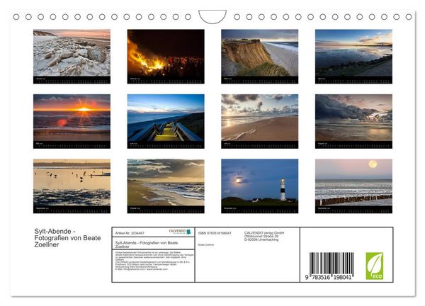 Produktbild: Sylt-Abende - Fotografien von Beate Zoellner (Wandkalender 2026 DIN A4 quer), CALVENDO Monatskalender