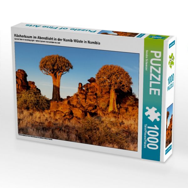 Produktbild: CALVENDO Puzzle K&ouml;cherbaum im Abendlicht in der Namib W&uuml;ste in Namibia | 1000 Teile Lege-Gr&ouml;&szlig;e 64x48cm Foto-Puzzle f&uuml;r gl&uuml;ckliche Stunden