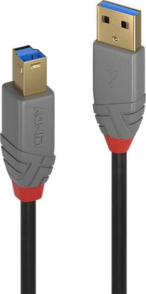 Produktbild: LINDY USB-Kabel USB 3.2 Gen1 USB-A Stecker, USB-B Stecker 1.00m Schwarz 36741