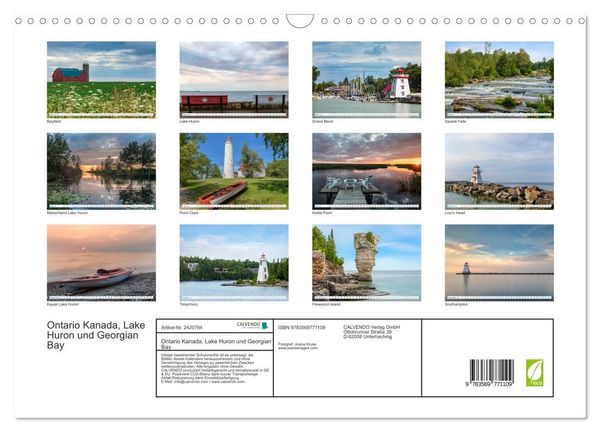 Produktbild: Ontario Kanada, Lake Huron und Georgian Bay (Wandkalender 2027 DIN A3 quer), CALVENDO Monatskalender