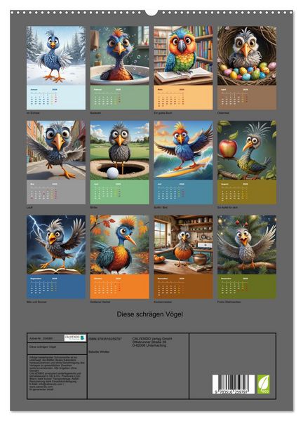 Produktbild: Diese schr&auml;gen V&ouml;gel (hochwertiger Premium Wandkalender 2026 DIN A2 hoch), Kunstdruck in Hochglanz