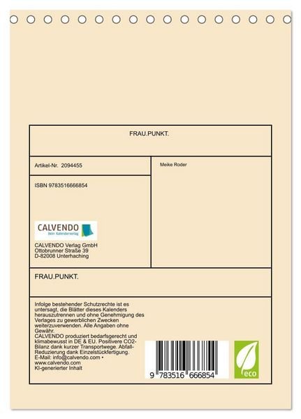 Produktbild: FRAU.PUNKT. (Tischkalender 2026 DIN A5 hoch), CALVENDO Monatskalender