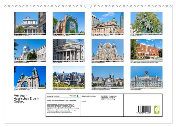Produktbild: Montreal - klassisches Erbe in Qu&eacute;bec (Wandkalender 2026 DIN A3 quer), CALVENDO Monatskalender