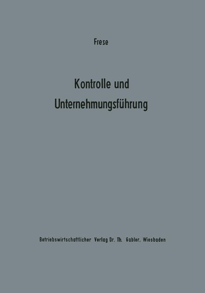 Produktbild: Kontrolle und Unternehmungsf&uuml;hrung
