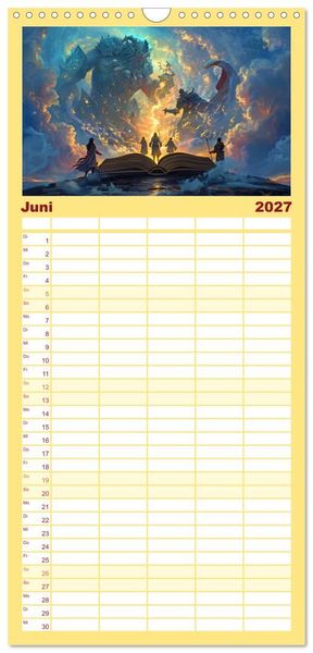 Produktbild: Familienplaner 2027 - Welten zwischen den Zeilen - B&uuml;cher, die Tr&auml;ume wecken mit 5 Spalten (Wandkalender, 21 x 45 cm) CALVENDO