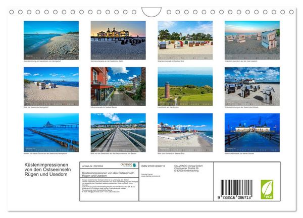 Produktbild: K&uuml;stenimpressionen von den Ostseeinseln R&uuml;gen und Usedom (Wandkalender 2026 DIN A4 quer), CALVENDO Monatskalender