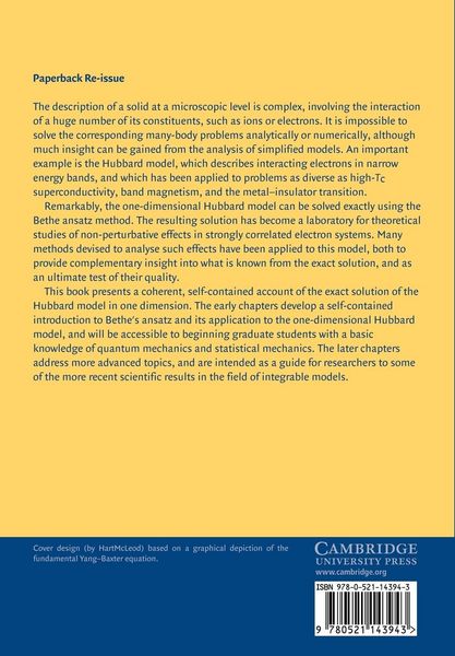 Produktbild: The One-Dimensional Hubbard Model