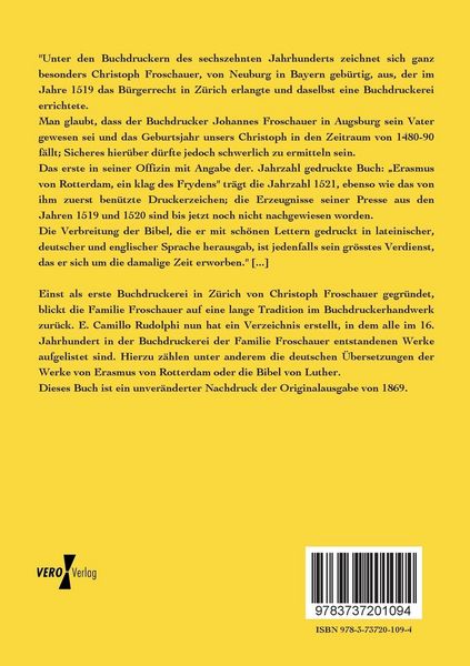 Produktbild: Die Buchdrucker-Familie Froschauer in Z&uuml;rich 1521 - 1595