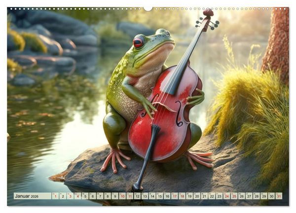 Produktbild: Frosch Konzert (hochwertiger Premium Wandkalender 2026 DIN A2 quer), Kunstdruck in Hochglanz