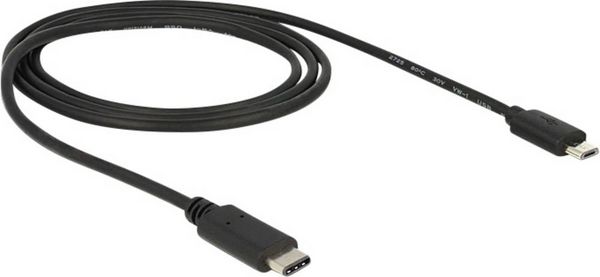 Produktbild: Delock USB-Kabel USB 2.0 USB-C&reg; Stecker, USB-Micro-B Stecker 1.00 m Schwarz 83602