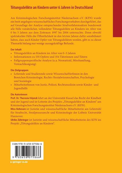 Produktbild: T&ouml;tungsdelikte an Kindern unter 6 Jahren in Deutschland