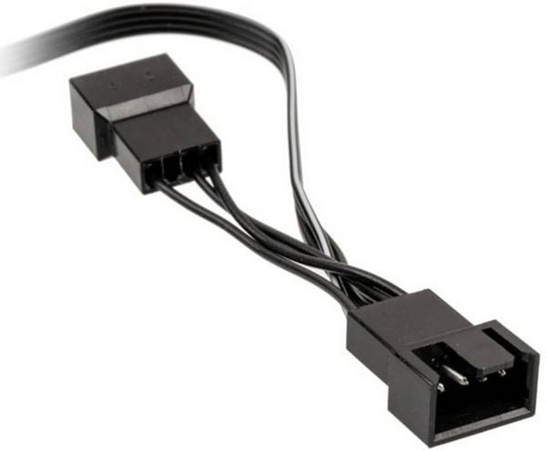 Produktbild: PC-L&uuml;fter Y-Kabel [1x PC-L&uuml;fter Buchse 4pol. - 2x PC-L&uuml;fter Buchse 4pol.] 0.35 m Schwarz Kolink