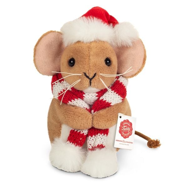 Produktbild: Teddy Hermann 94604 - Weihnachtsmaus mit Schal, Pl&uuml;sch, 11 cm