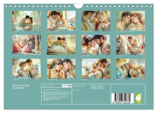 Produktbild: Zarte anmutige Romanzen (Wandkalender 2026 DIN A4 quer), CALVENDO Monatskalender