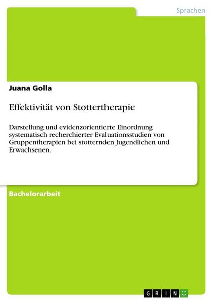 Produktbild: Effektivit&auml;t von Stottertherapie