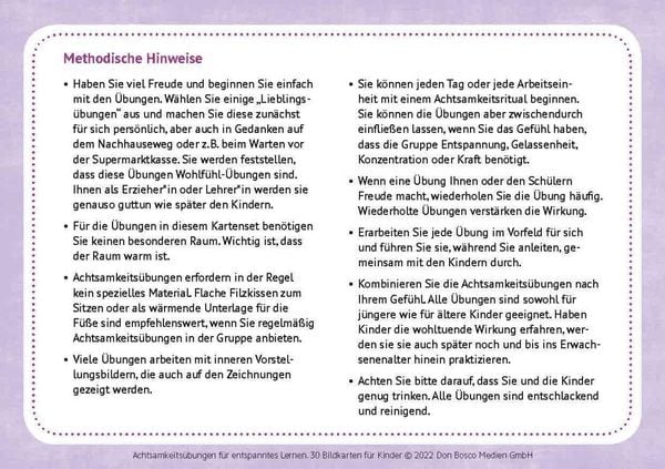 Produktbild: Achtsamkeitsübungen für entspanntes Lernen. 30 Bildkarten für Kinder