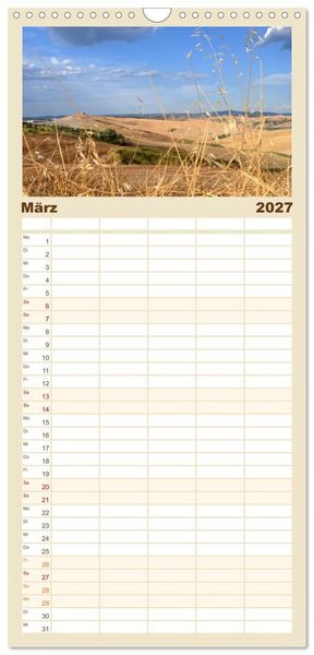 Produktbild: Familienplaner 2027 - Crete Senesi - Highlights einer einzigartigen Region mit 5 Spalten (Wandkalender, 21 x 45 cm) CALVENDO