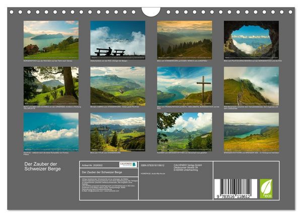 Produktbild: Der Zauber der Schweizer Berge (Wandkalender 2026 DIN A4 quer), CALVENDO Monatskalender