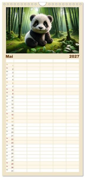 Produktbild: Familienplaner 2027 - Baby-Tiere mit 5 Spalten (Wandkalender, 21 x 45 cm) CALVENDO