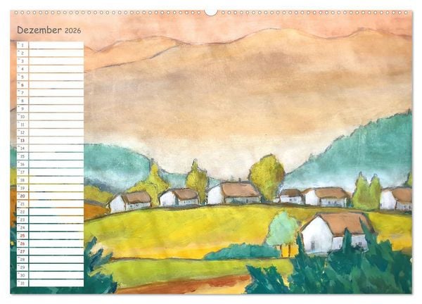 Produktbild: Gemalte Herbsttr&auml;ume - Eine malerische Reise in bunte Herbstlandschaften (hochwertiger Premium Wandkalender 2026 DIN A2 quer), Kunstdruck in Hochglanz