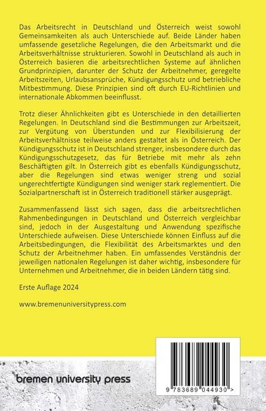 Produktbild: Arbeitsrechtliche Unterschiede zwischen Deutschland und &Ouml;sterreich