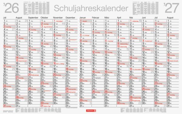 Produktbild: Schuljahreskalender 2026/2027 abwischbar | 750&times;470 mm