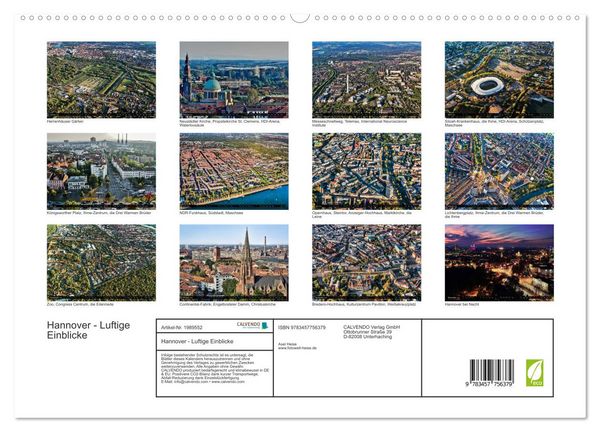 Produktbild: Hannover - Luftige Einblicke (hochwertiger Premium Wandkalender 2026 DIN A2 quer), Kunstdruck in Hochglanz