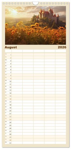 Produktbild: Familienplaner 2026 - Malerische Ritterburgen mit 5 Spalten (Wandkalender, 21 x 45 cm) CALVENDO