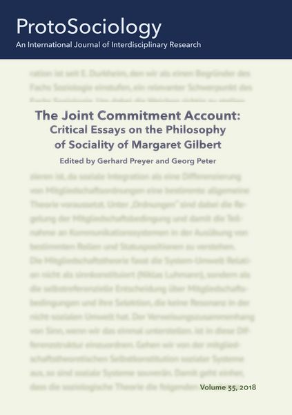 Produktbild: The Joint Commitment Account: Critical Essays on the Philosophy of Sociality of Margaret Gilbert with Her Comments