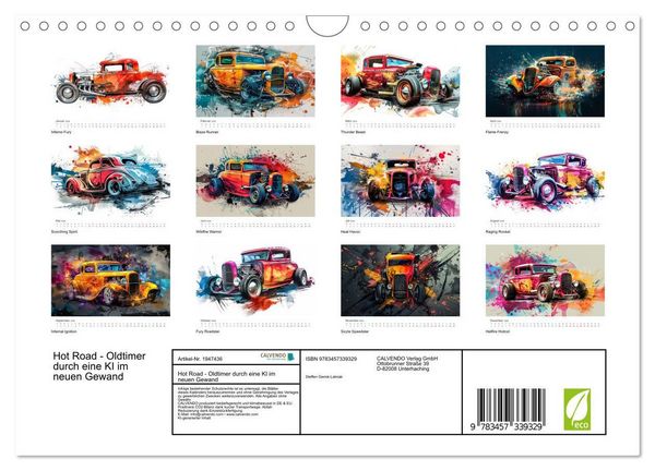 Produktbild: Hot Road - Oldtimer durch eine KI im neuen Gewand (Wandkalender 2026 DIN A4 quer), CALVENDO Monatskalender
