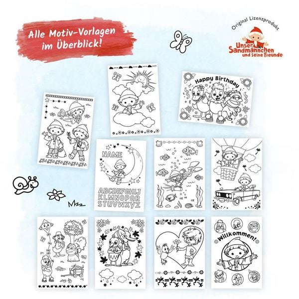 Produktbild: Tr&ouml;tsch Unser Sandm&auml;nnnchen Mappe mit Vorlagen und Kreidemarker Wundersch&ouml;ne Fensterbilder mit Kreidemarker